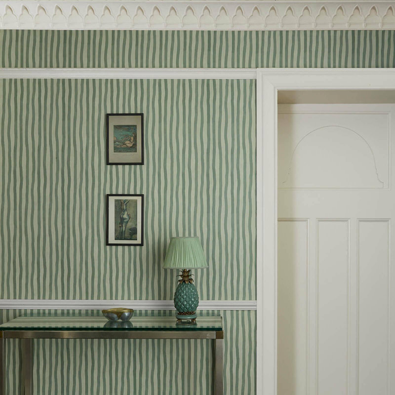 ARTIST'S STRIPE Wallpaper - Opal 9'10" - full height wallpaper