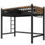 Lit mezzanine simple noir TG, tablettes de rangement et peu d'espace pour les petits dortoirs-1001828776