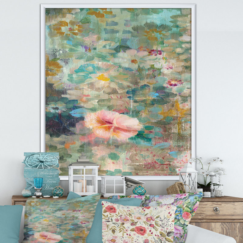 « fleur douche ii »-image sur toile, H 40 po x l 30 po x P 1,5 po, Cadre blanc