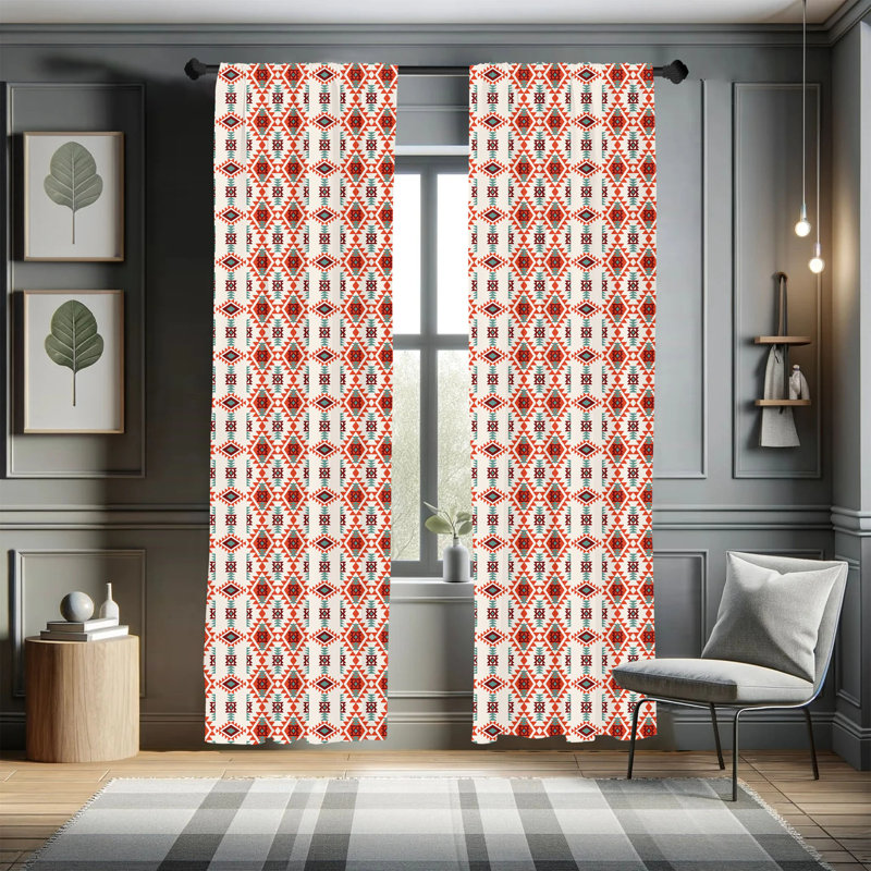 Southwestern Semi-Sheer Rod Pocket Sliding Panel, 28" x 84"