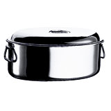 Oval Roasting Pan with Lid 13.78" - 1 Piece - Stainless Steel