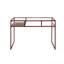Bureau rouge Dexter avec plateau en verre trempé