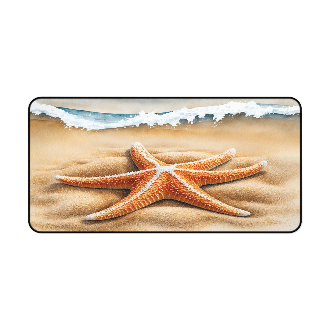 Orange Starfish Beach Desk Mat