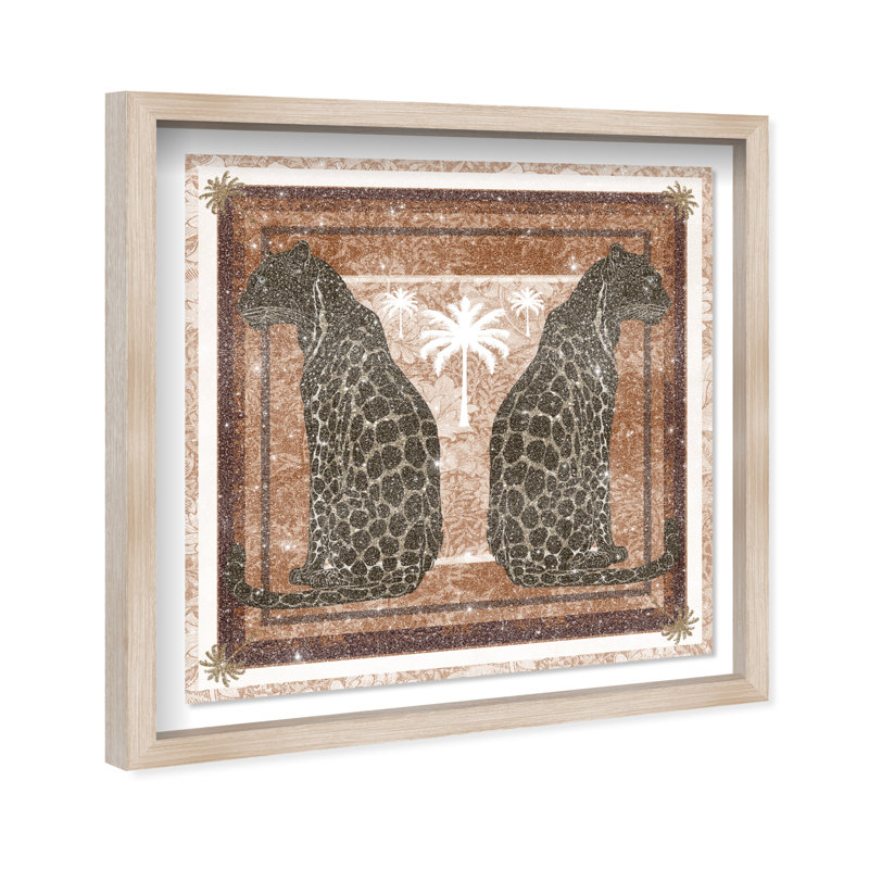 Casablanca Leopardo Shadowbox Animals Print by Oliver Gal, Black Frame, 12 x 12, 25.5"H x 25.5"W, Natural Oak Frame