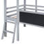 Lit mezzanine simple gris avec glissade, tableau noir de style maison et bande séduisante sur le toit, pour 6 glissières, gris. Maison attrayante. Coffre-fort amusant. Assemblage facile-393406187