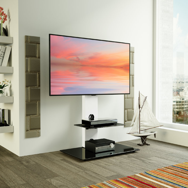 Aketzalli Latitude Run® Single Screen Floor Stand Mount, White
