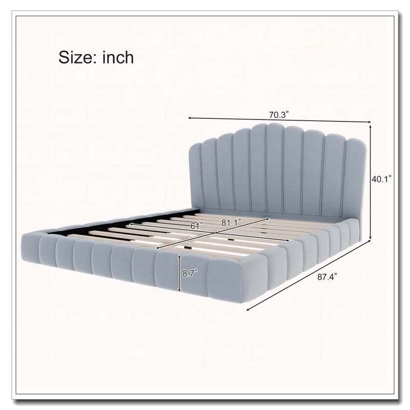 Structure de lit en velours, Bleu clair
