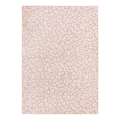 Tapis intérieur / extérieur en polypropylène tissé à la machine rose / beige