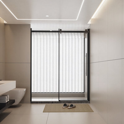 60"W x 72"H Frameless Shower Door Single Sliding,1/4 inch Thick Clear Tempered Glass Shower Door with Stainless Steel Handle