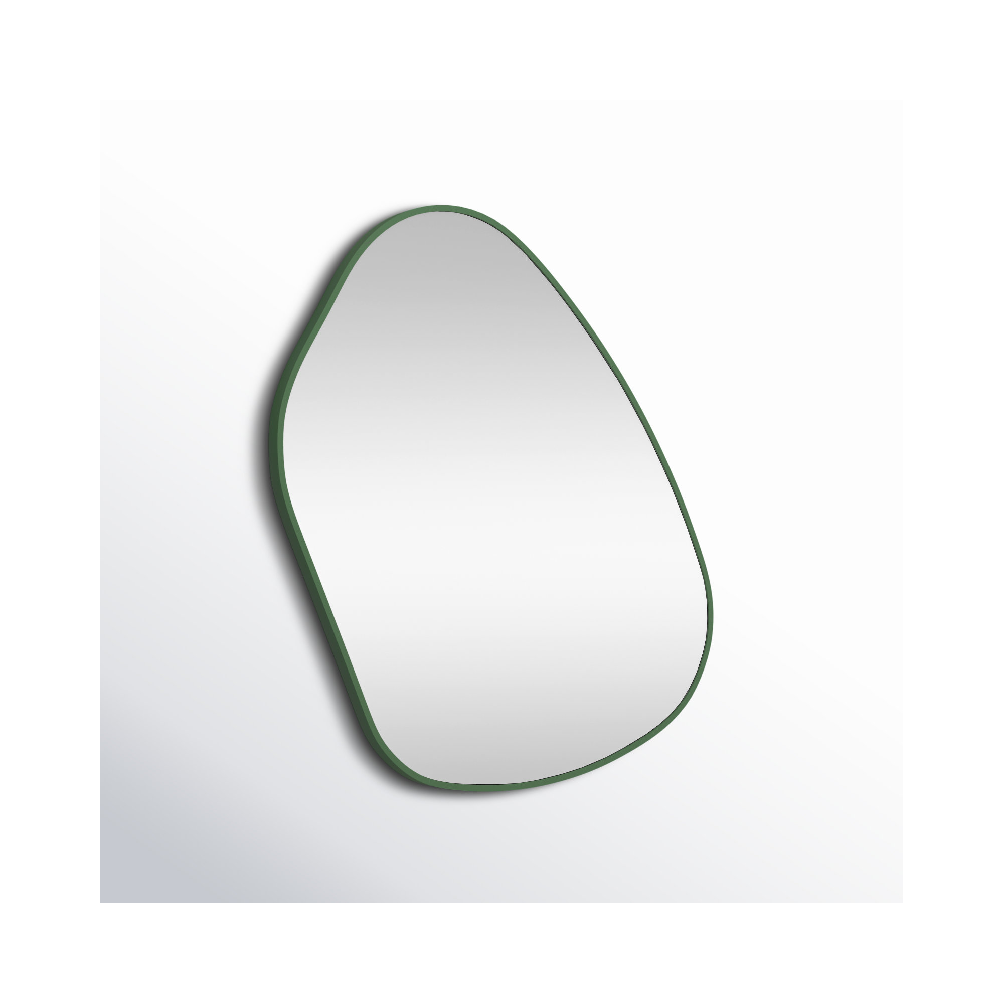 Solid Wood Asymmetrical Wall Mirror, Green