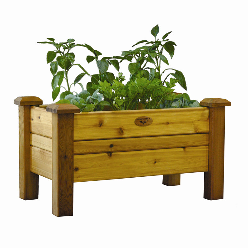Handmade Wood Elevated Planter, 34"