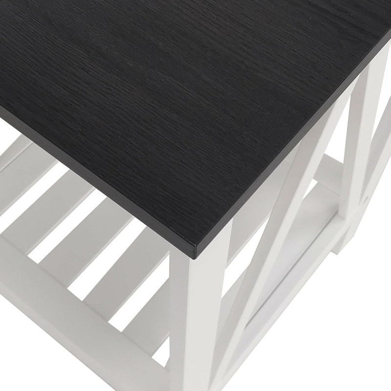 Decorative Side Table With Slatted Design And Sturdy Frame For Living Room Bedroom, Black