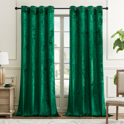 Deavion Velvet Crushed Curtains with Metal Grommets Room Darkening 2 Panel Set