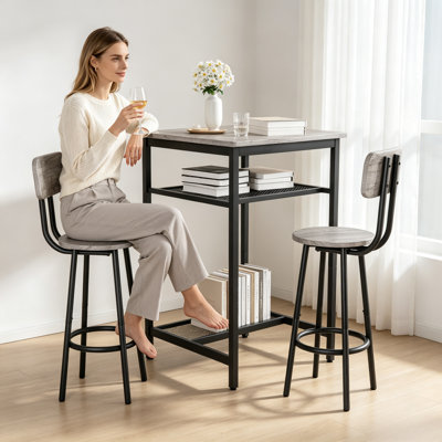 Bar table, equipped with 2 bar stools , with backrest and partition