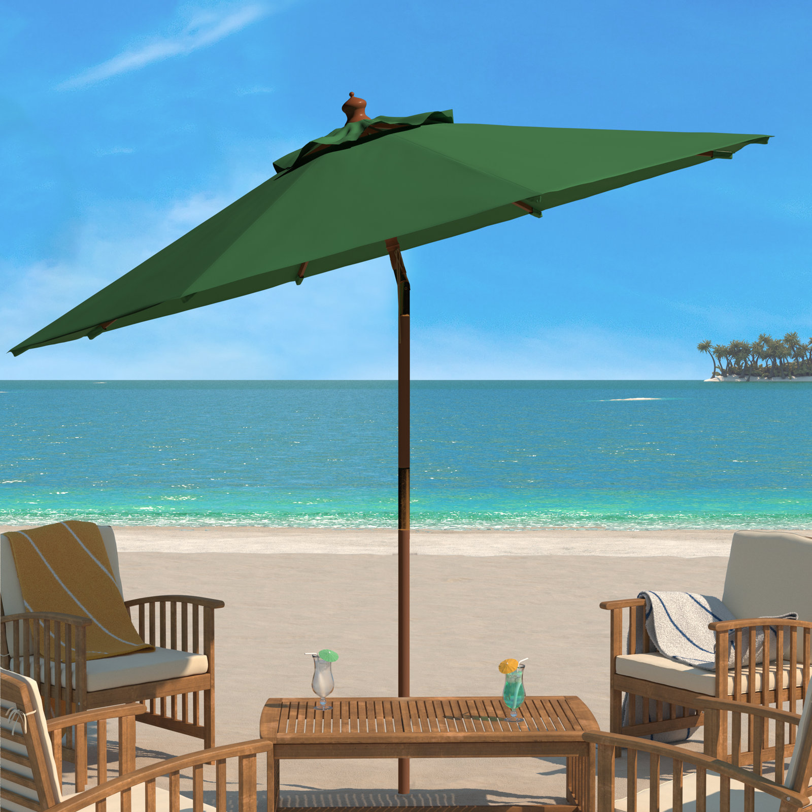 Aldan 8.8' Market Umbrella, Hunter Green
