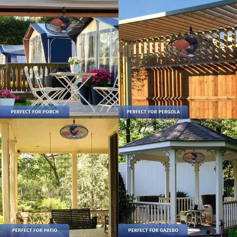 Tornado Outdoor Mount Ceiling Fan, IPX4 Water-Resistant Ceiling Hung Fan Remote Control Included