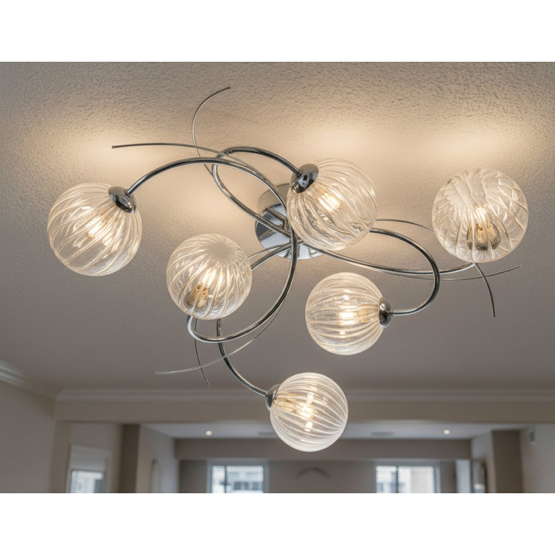 Flush Mount, Chrome, Clear, 6