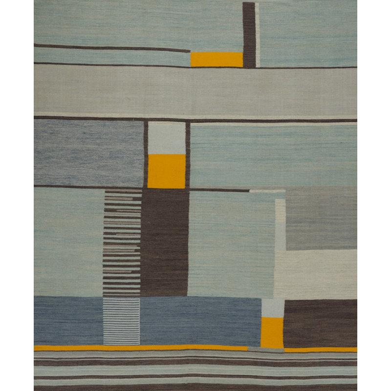 Plaid Area Rug in Light Blue