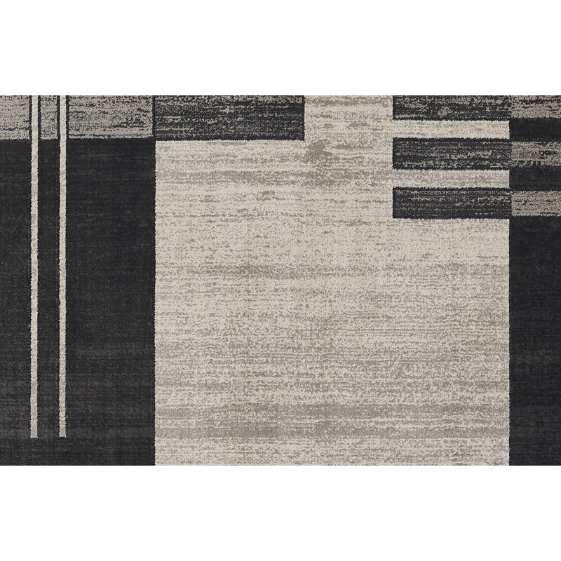 Tapis gris anthracite en polyester 8 "11" x 12 "6" Orren Ellis Edition, Rectangle 1 pi 10 po x 2 pi 10 po