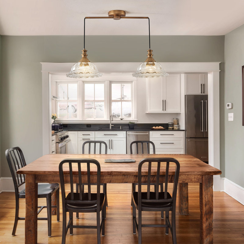 Vintage-style brass-colored double-head pendant lamp UL Listed