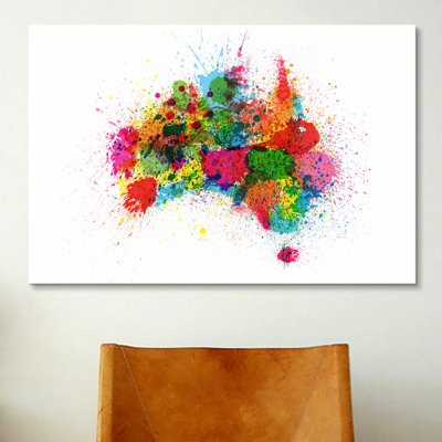 Karlskrona " Australia Paint Splashes Map " Watercolor