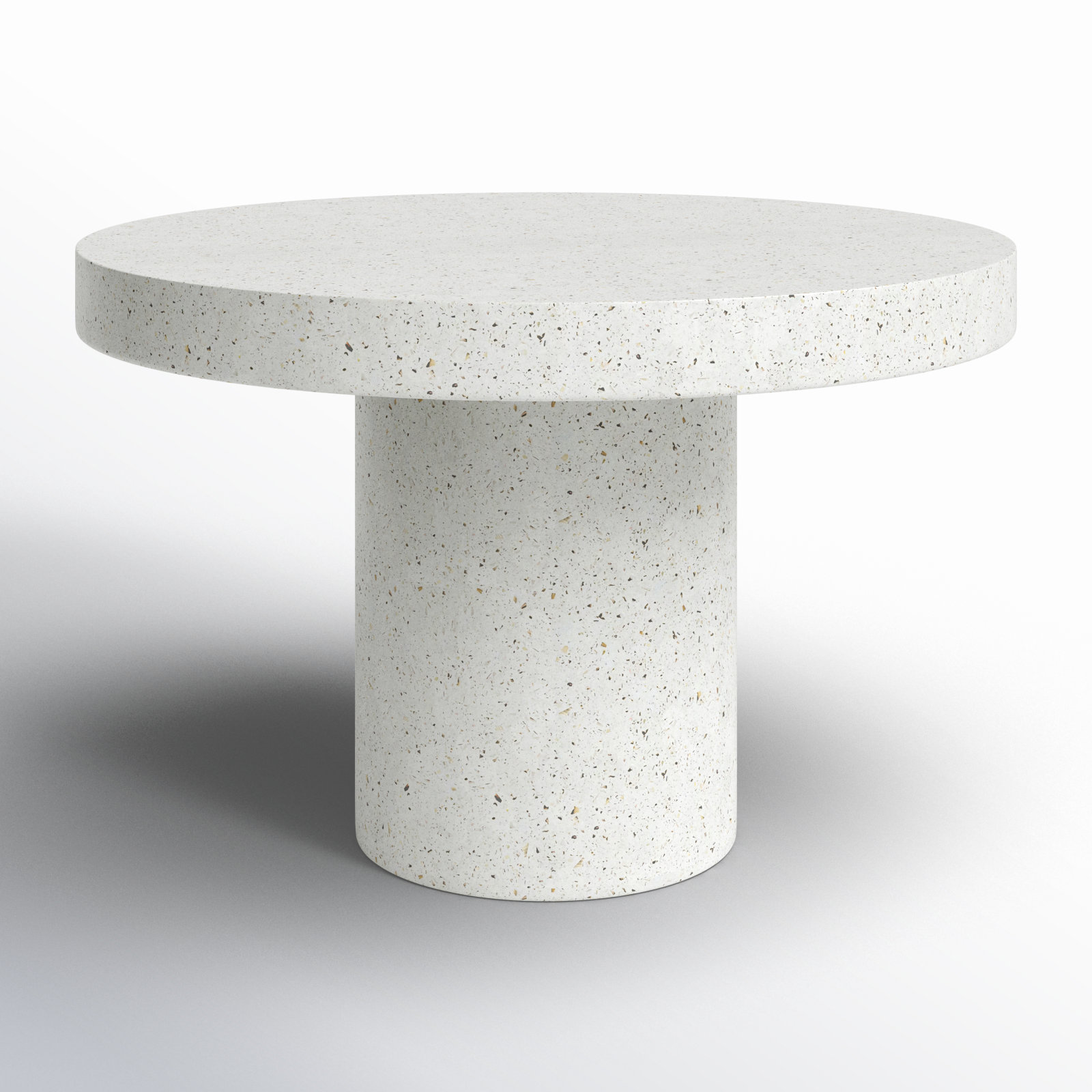 Kareen Concrete Pedestal Dining Table, Ivory Terrazzo, Dining Table (30.25" Height), 47.25" Round