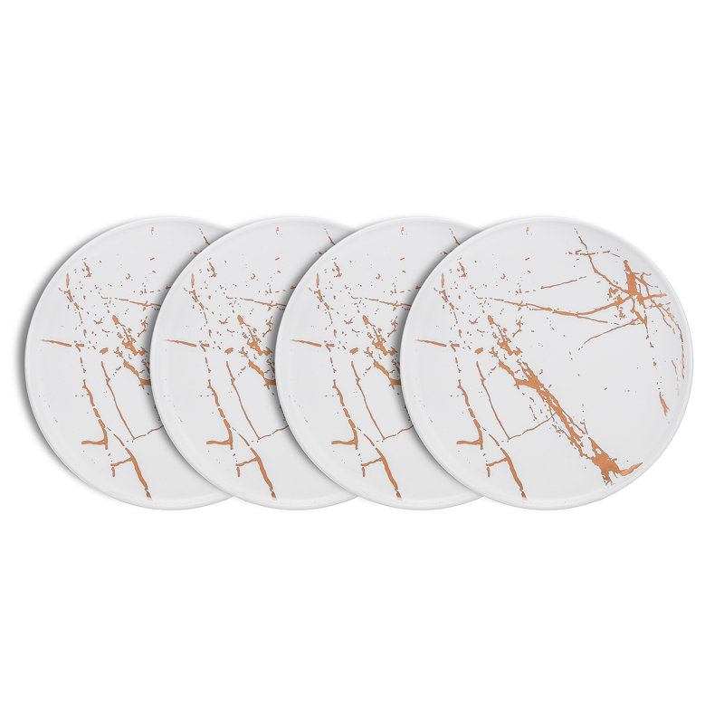 Stone Lain Zora 4-Piece Dinner Plate Set Porcelain, White