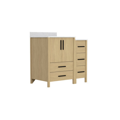 Meuble-lavabo simple 32,97 "de hauteur 36", comptoir blanc, armoire autoportante, fabriquée en 24 po et 12 po combinables, tiroirs avec charnières coussinées, meuble-lavabo combinable Decor, lavabo simple,