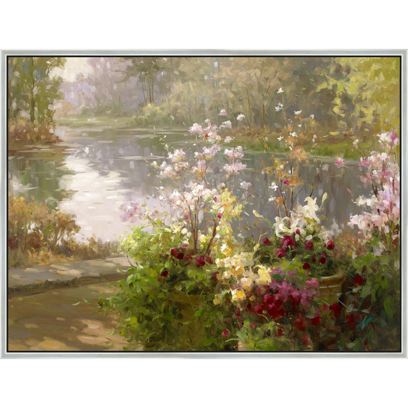 Riverside Blossoms Print, 38" H x 50" W, Silver