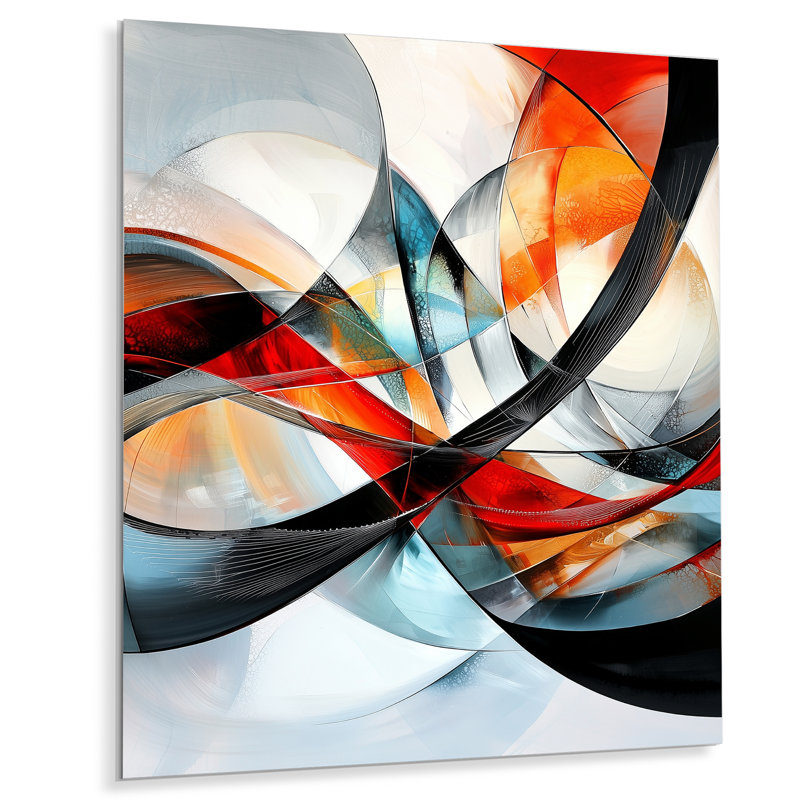 «Red Gray Shifting Ink Waters II», art mural moderne, impression sur métal moderne, H 32 po x l 16 po x P 0,84 po
