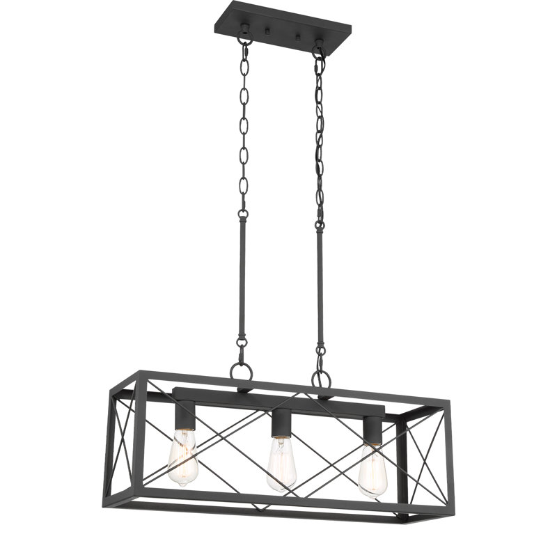Remon 3 - Light Dimmable Kitchen Island Rectangle/Square Chandelier, Aged Zinc