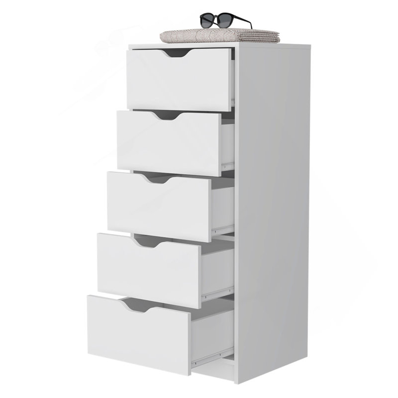 Commode 5 tiroirs Logan, Blanc