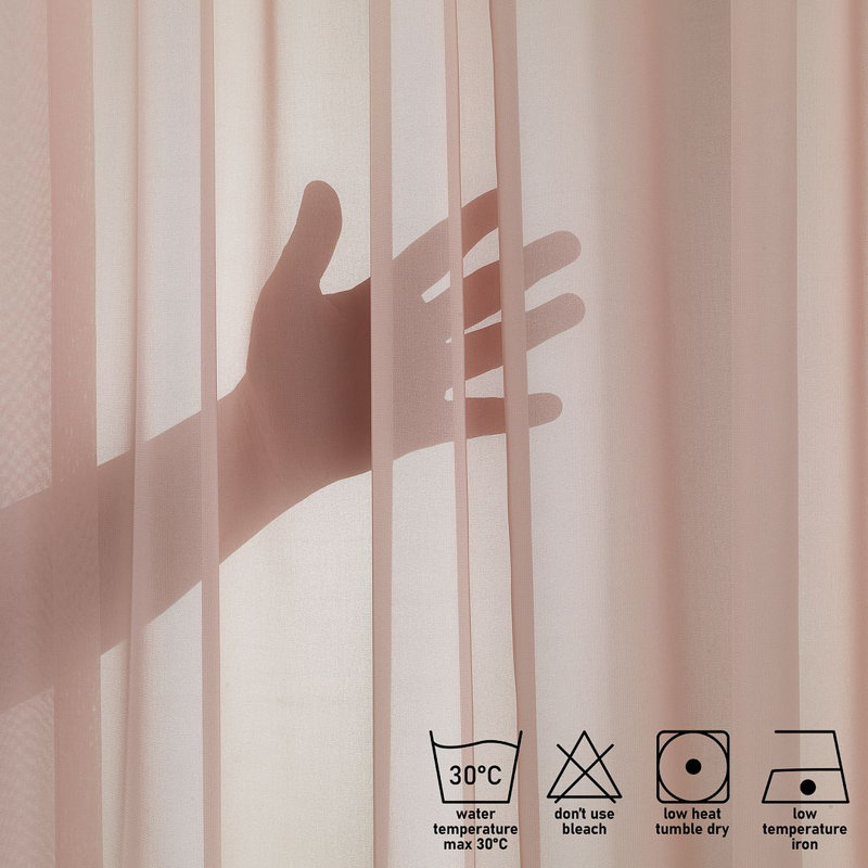 Rideau transparent extra long et extra large en crêpe de soie, Rose, L 100 po x L 72 po