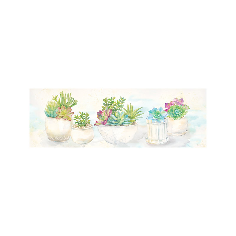 Sweet Succulents Panel by Cynthia Coulter - Panoramic Painting on Canvas, 121.92 cm H x 40.64 cm W x 1.91 cm D