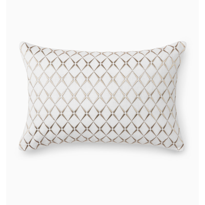 Amaro Linen Lumbar Pillow Cover & Insert, White/Taupe