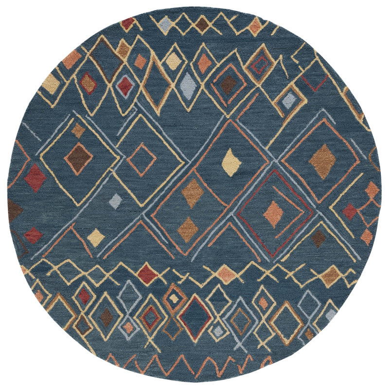 Renfrow Hand Hooked Wool And Cotton Southwestern Rug, Round 6'
