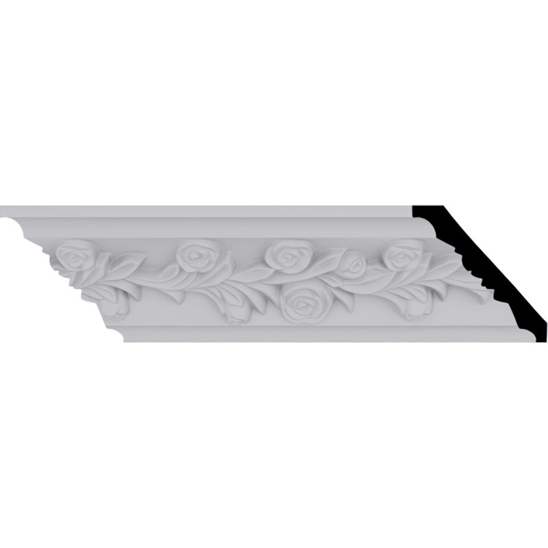 Primed Polyurethane Rose Crown Moulding, 94.5 in