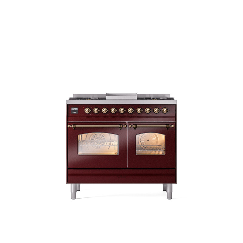 ILVE Nostalgie II 40 in Dual Fuel Range, Natural Gas, Burgundy/Bronze