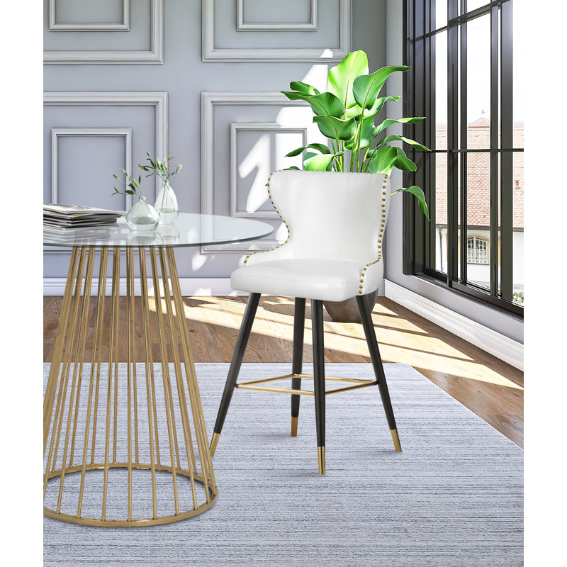 Tabouret Bernice, Cuir végétalien blanc