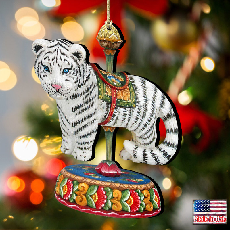 5.5'' Handmade Wood Animals Holiday Shaped Ornament