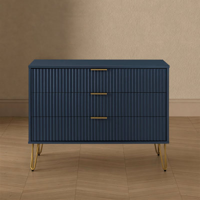 Commode standard cannelée 35 po avec 3 tiroirs Dumbo