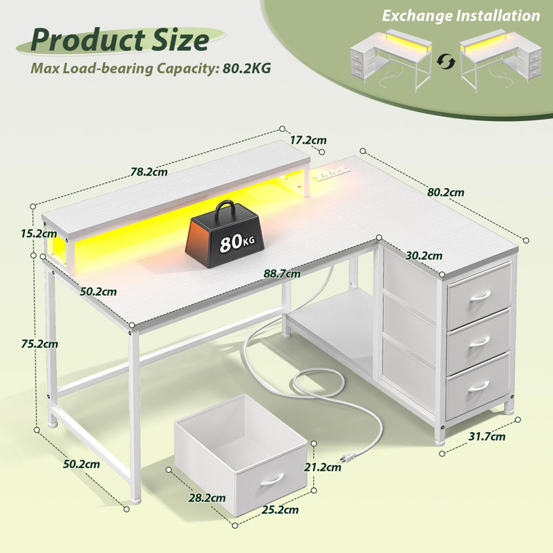 Metal Base Computer Desk, White/White