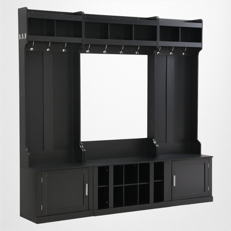 Hall Tree 82.63" Wide With Bench And Storage, Black