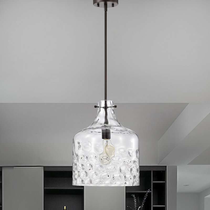 Luminaire suspendu en verre transparent huilé Daelan