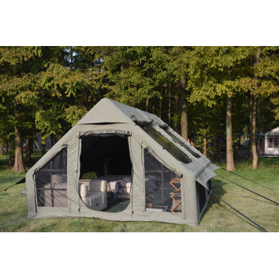 Inflatable Camping Tents with Hand Pump - Polyester - 1 Piece - Army Green