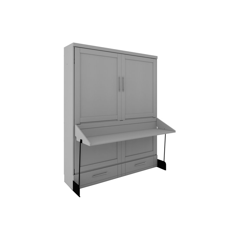 Grand lit escamotable en bois massif Johnniemae, Gris