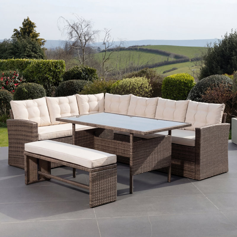 Rectangular 9 - Person 234cm x 168cm Long Dining Set with Cushions