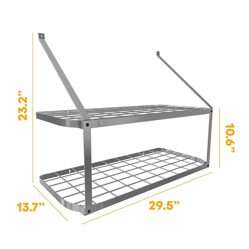 2-Tier 29.5"W Cast Iron Pot Rack with Moveable Hooks