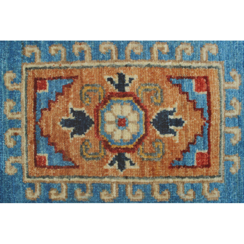 Tapis à main one-of-kind noué la blue 9 pi 0 x 12 pi 1 laine area Altom