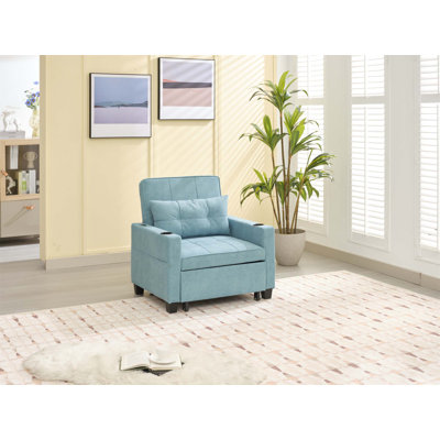 Futon fauteuil convertible 3-en-1 avec ports USB, résistant à l'usure et anti-rayures pour le salon